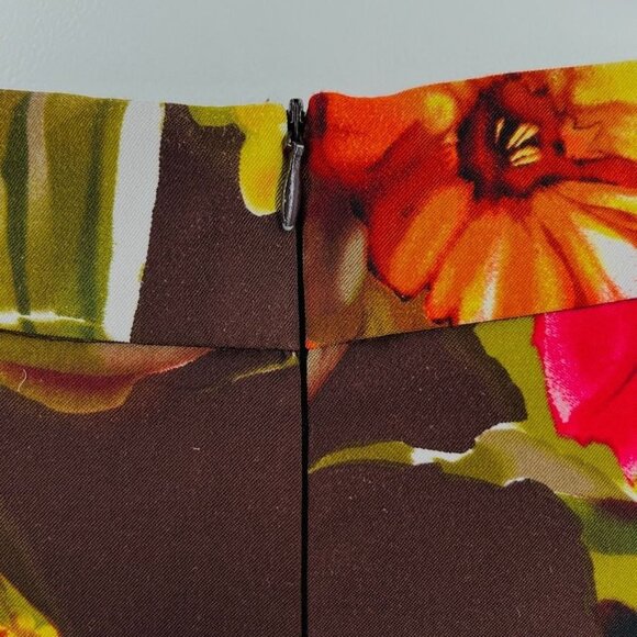 Connected Woman Beaded Neckline Dress Size 20W Tropical Print Brown, Green, Red - Picture 7 of 11